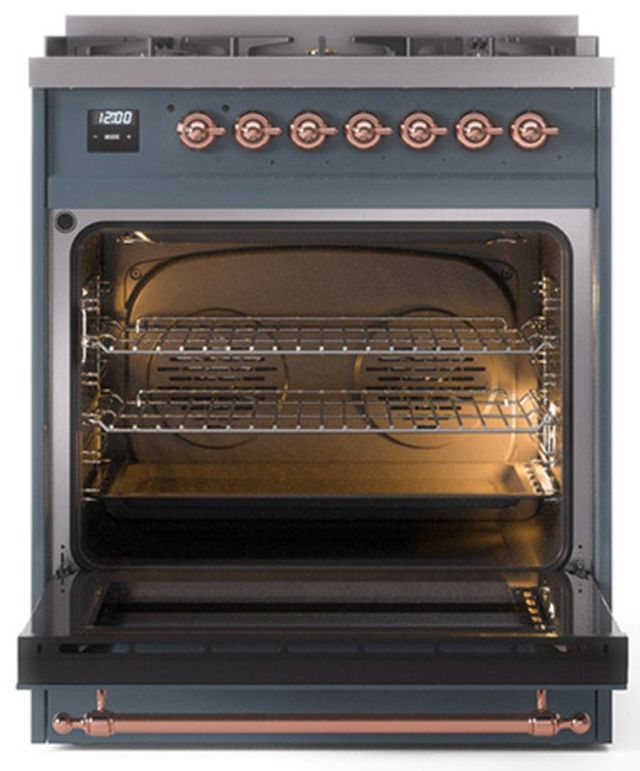 Ilve® Nostalgie II Series 30" Blue Gray Pro Style Dual Fuel Range-3