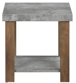 Mazin Furniture Oakbank Grey Stone End Table with Rustic Oak Base-1