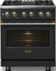 Viking® 5 Series 30" Antique Bronze Pro Style Dual Fuel (LP) Range with Brushed Brass Trim-2