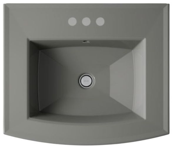 Kohler Archer® Thunder Grey 24" Centerset Faucet Holes Rectangular Pedestal Bathroom Sink-4