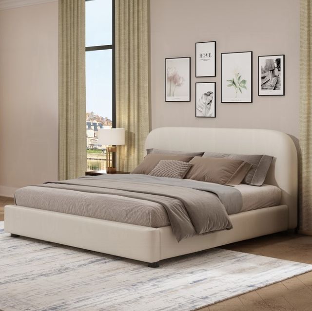 ACME Furniture Arden Beige King Upholstered Panel Bed-1