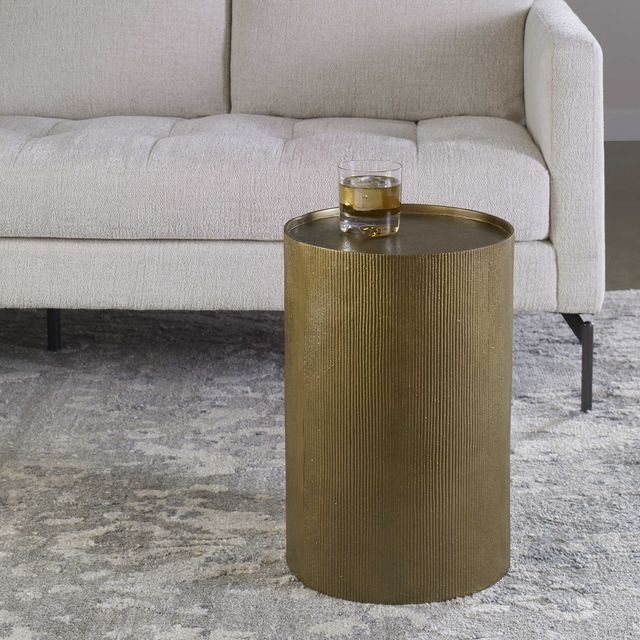 Uttermost® Adrina Antique Gold Drum Accent Table-1