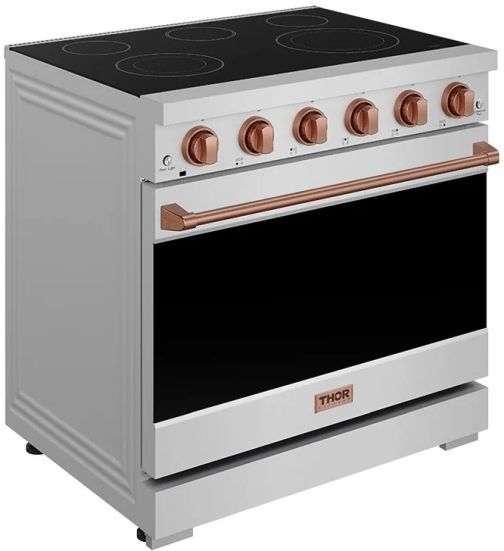 Thor Kitchen® Gordon Ramsay 36" Stainless Steel/Rose Gold Freestanding Pro Style Electric Range-2