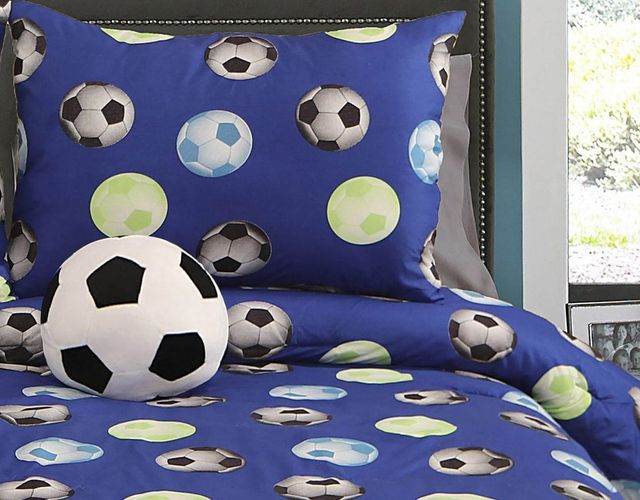 Hallmart Collectibles Soccer 4-Piece Blue Full Comforter Set-2