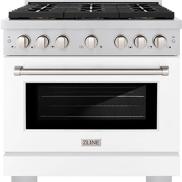 ZLINE Paramount Series 36" Stainless Steel Pro Style Dual Fuel Range with White Matte Door-0