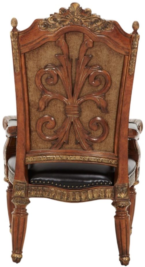 Michael Amini® Villa Valencia Black/Classic Chestnut Arm Chair-1