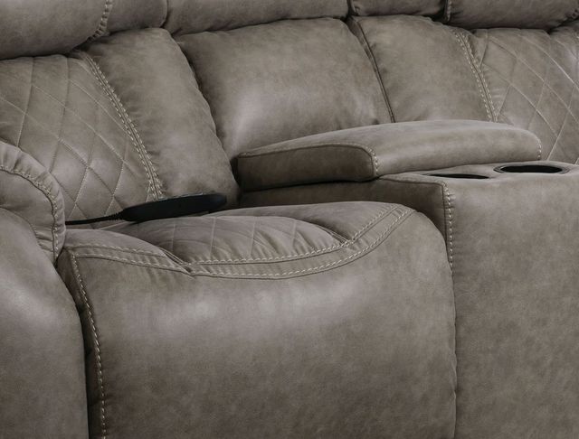 HomeStretch Custom Comfort Mushroom Power Reclining Loveseat with Console-1