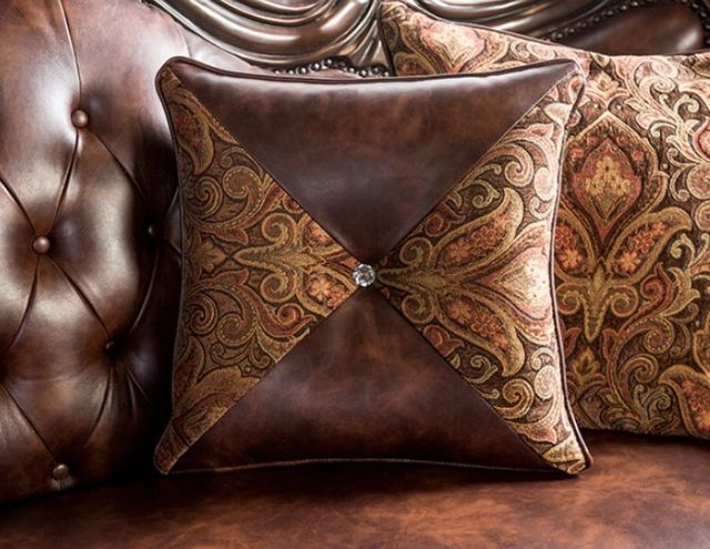 Furniture of America® Palencia Brown/Dark Cherry Sofa-4