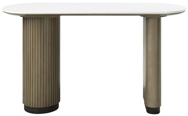 ACME Furniture Clayten White Sofa Table with Light Oak Base-3