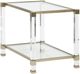 Vanguard® Furniture New Field Glass Top Side Table with Acrylic Posts and Satin Brass Accents-0