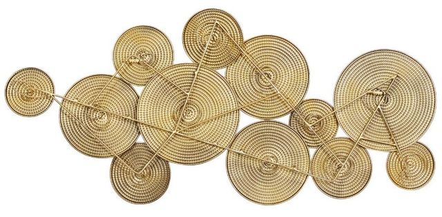 Deco Marche Cosmoliving Gold Metal Wall Decor with Textured Circles-2