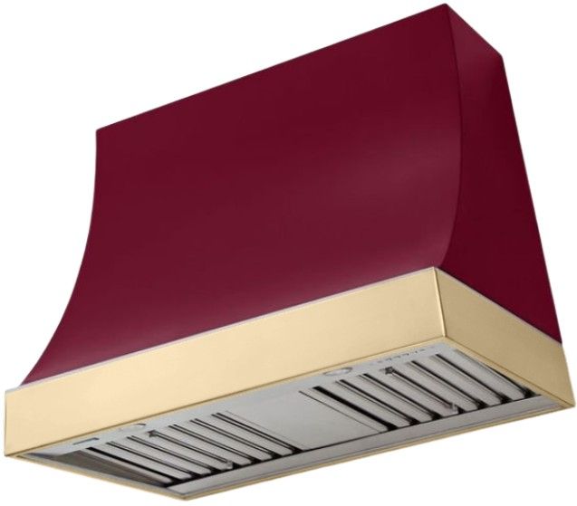 AGA Marquee 36" Cranberry Wall Mounted Range Hood with Polished Brass Trim-0