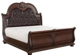 Mazin Furniture Cavalier Dark Cherry Queen Sleigh Bed-1