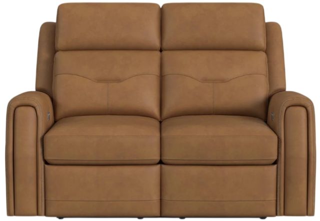 Flexsteel® Felix Toasted Almond Leather Power Reclining Loveseat with Power Headrest and Lumbar-3