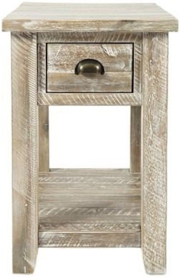 Jofran Inc. Artisan's Craft Washed Gray Chairside Table-1