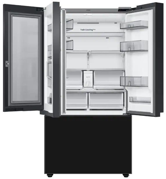 Samsung Bespoke 30 Cu. Ft. Charcoal Glass/Panel Ready French Door Refrigerator-3