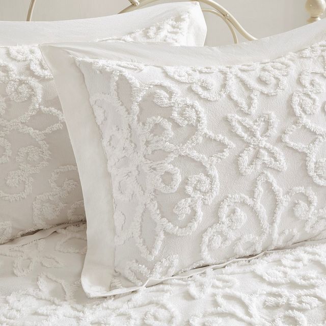 Olliix by Madison Park 5 Piece White Sabrina Tufted Cotton Chenille Daybed Set-3