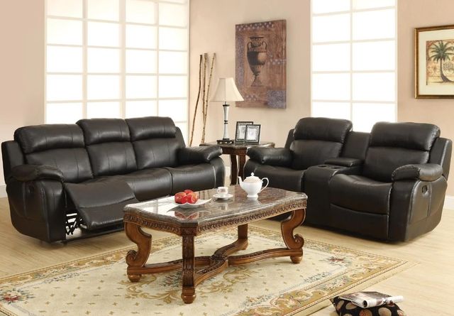 Homelegance® Marille Black Manual Double Glider Reclining Loveseat with Center Console-1