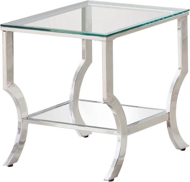 Coaster® Saide Glass Top Chrome Square End Table with Mirrored Shelf-0
