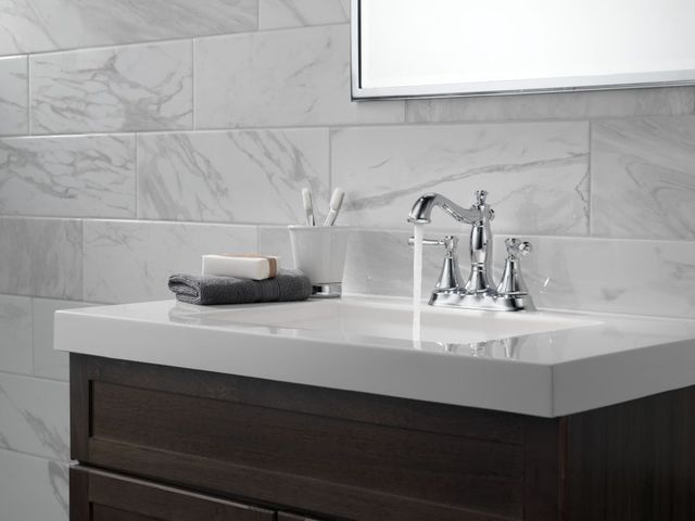 Delta Cassidy® Chrome 2-Handle Centerset Bathroom Faucet with Drain-2