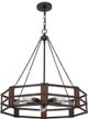 Cal® Lighting & Accessories Provo Iron/Oak Chandelier-0