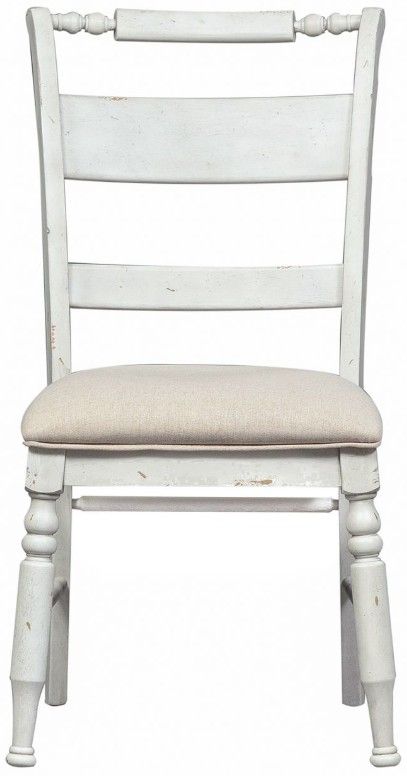 Liberty Furniture Whitney Antique Linen/Weathered Gray Slat Back Side Chair-2