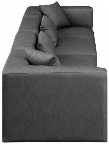 Meridian Furniture Cube 4-Piece Gray Vegan Leather Sofa -2