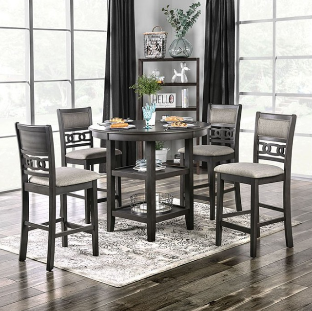 Furniture of America® Milly 5-Piece Gray Counter Dining Set-1