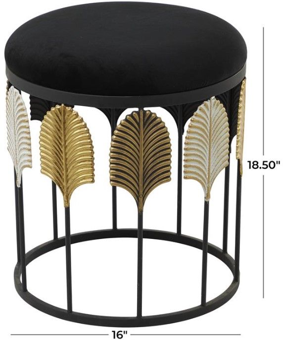 Deco Marche Black Upholstered Stool-3