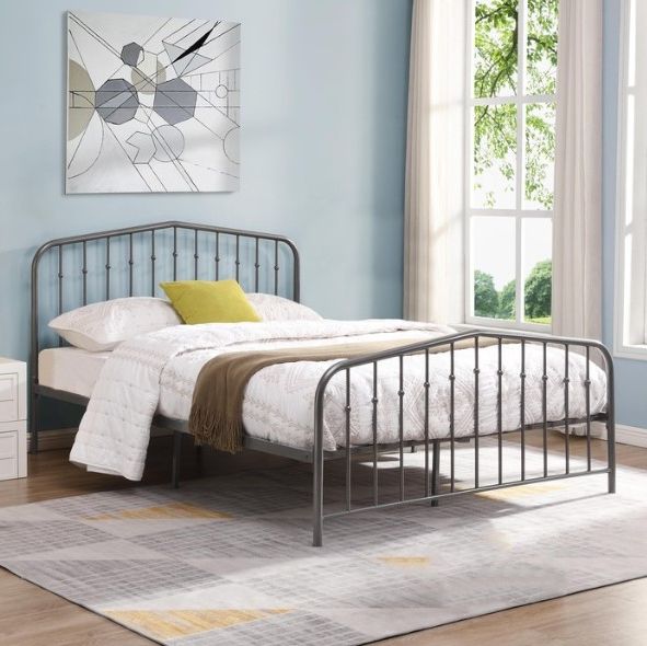 Milton Greens Stars Dark Gray Full Metal Platform Bed-1
