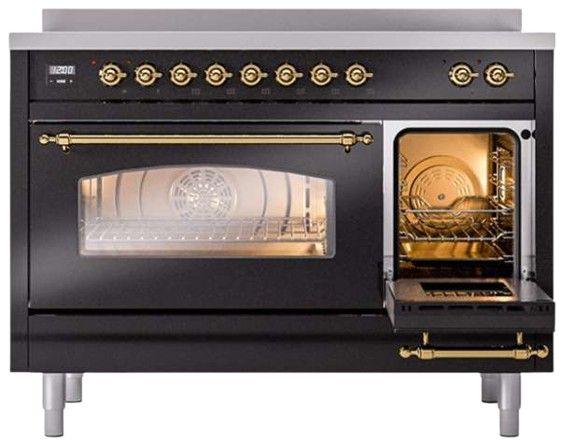 Ilve® Nostalgie II Series 48" Glossy Black Pro Style Induction Range-2