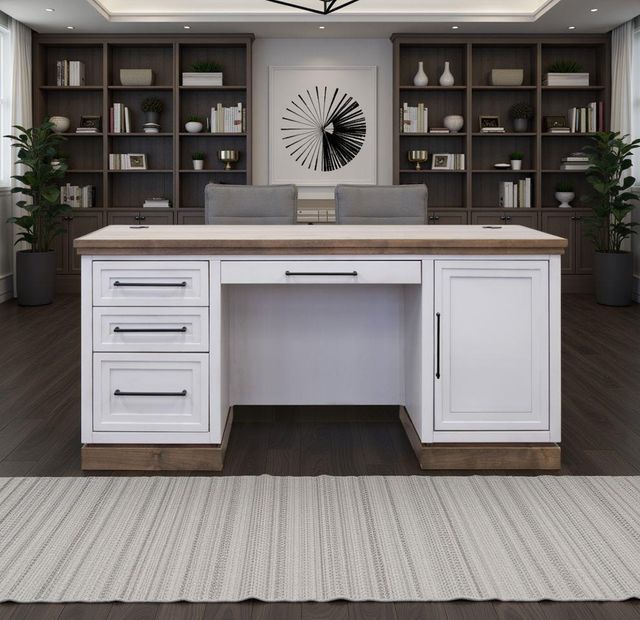 Legends Home Nora Jasmine White/Barnwood Executive Desk-1