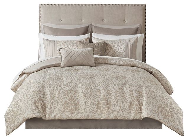 Olliix by Madison Park Emilia 12 Pieces Khaki King Jacquard Complete Bed Set-0