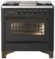 Ilve® Majestic III 36" Graphite Matte Pro Style Dual Fuel Liquid Propane Range with 6 Black Brass Burners and Burnished Trim-0