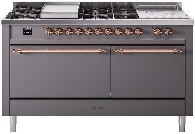 Ilve® Nostalgie II Series 60" Graphite Matte Pro Style Dual Fuel Range-0