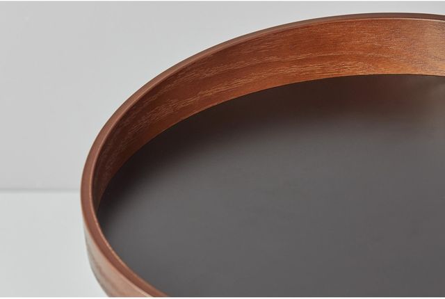 Adesso® Crater Walnut End Table with Black Base-1