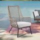 Armen Living Marco Black/Light Gray/Taupe Fabric/Rope/Steel Outdoor Lounge Chair-1