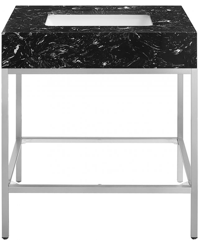 Meridian Furniture Marmo Black/Brushed Chrome 30" Bathroom Vanity-2