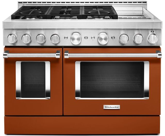 KitchenAid® 48" Scorched Orange Smart Pro Style Gas Range with Griddle