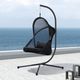 Furniture of America® Crush 2-Piece Black Fabric/Metal Outdoor Swing Chair and Stand Set-1
