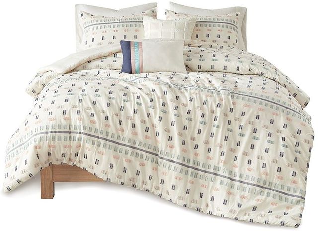 Olliix by Urban Habitat 5 Piece Aqua King/California King Auden Cotton Jacquard Duvet Cover Set-0