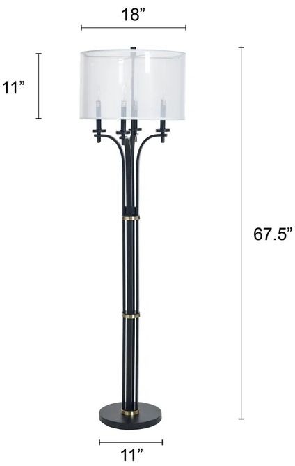 Stylecraft Corcy Black/Gold Floor Lamp-2
