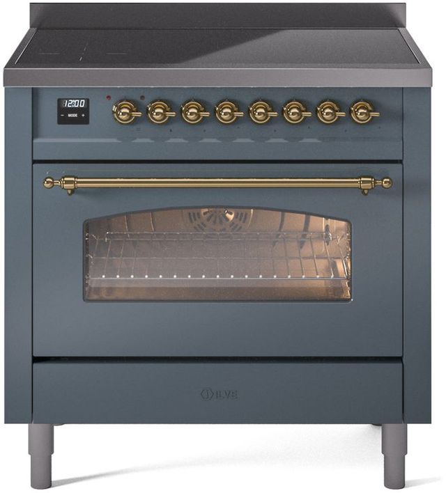 Ilve® Nostalgie II Series 36" Blue Grey Pro Style Induction Range-0