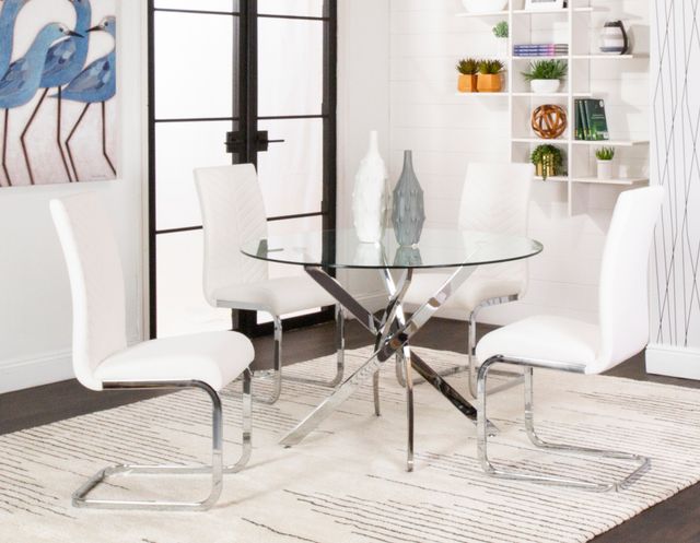 Cramco Bravo Glass Top Round Dining Table with Chrome Base-4
