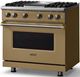 Viking® 5 Series 36" Golden Hour Pro Style Gas (LP) Range with Brushed Brass Trim-2