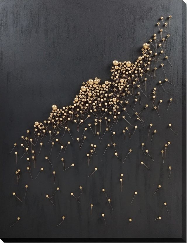 Classy Living Dramatic Golden Blossom Dimensional Abstract Wall Art-0