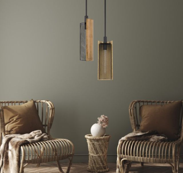 Cal® Lighting & Accessories Wigan Basswood/Black Pendant-4