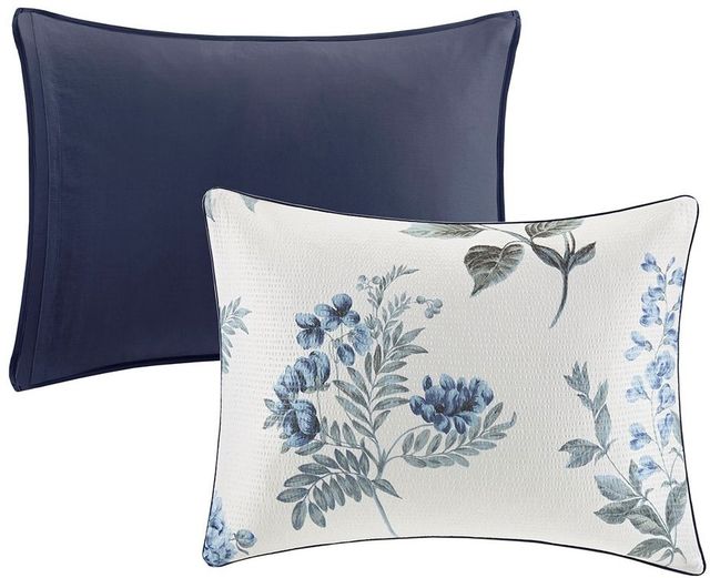 Olliix by Madison Park 7 Piece Blue King/California King Zennia Printed Seersucker Comforter Set with Throw Blanket-3
