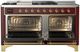 Ilve® Majestic III 60" Burgundy Pro Style Dual Fuel Natural Gas Range with French Top and Brass Trim-1