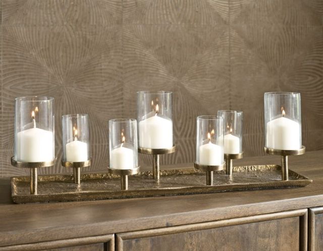 Signature Design by Ashley® Wallmond Antique Brass Candle Holder-3